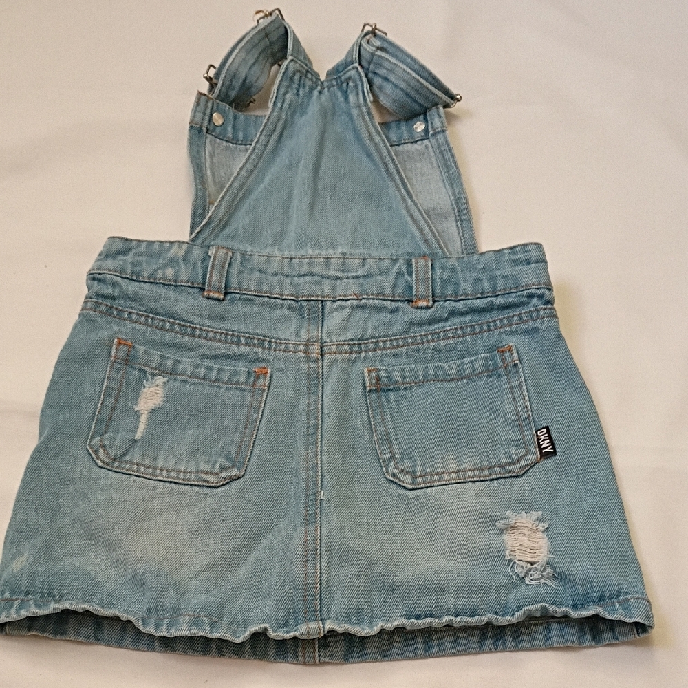DKNY Light Blue Denim Girls' Overall Dress - Picture 3 of 7